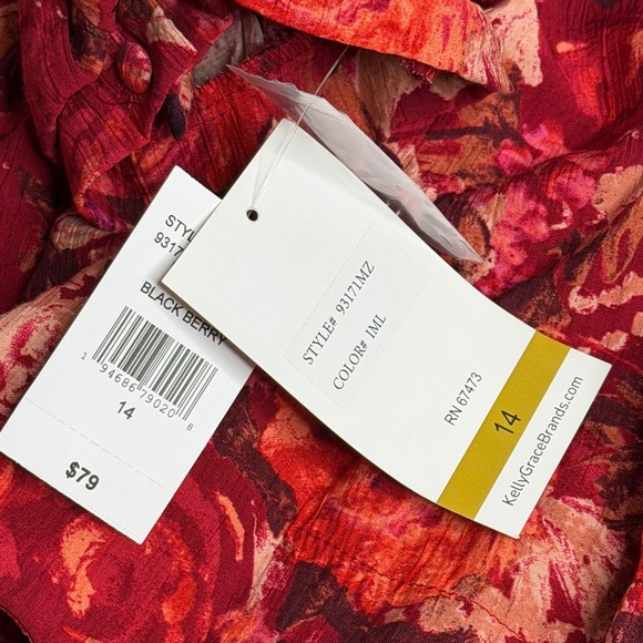 NWT Danny & Nicole Short Sleeve Floral Fit & Flare Dress Womens Size 14 Red - Picture 8 of 12